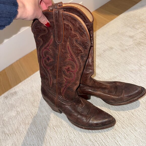Wheeler Western Cowgirl Boot Brown with Red Stitching - Picture 2 of 4